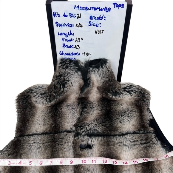 Animal Print Reversible Faux Fur Suede Vest Gray Black Size XL Warm Soft Boho - Picture 4 of 12
